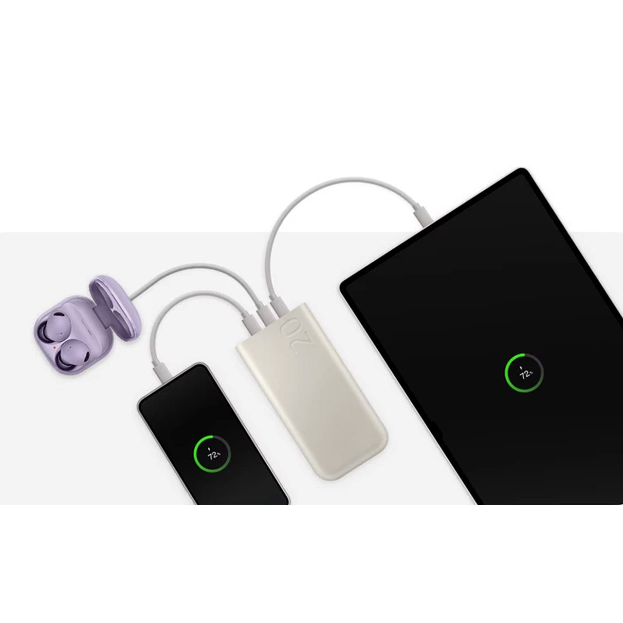 پاوربانک (PD و فست شارژ) Samsung 45W 20000mAh مدل EB-P4520 - سفید (گارانتی 6 ماهه شرکتی)