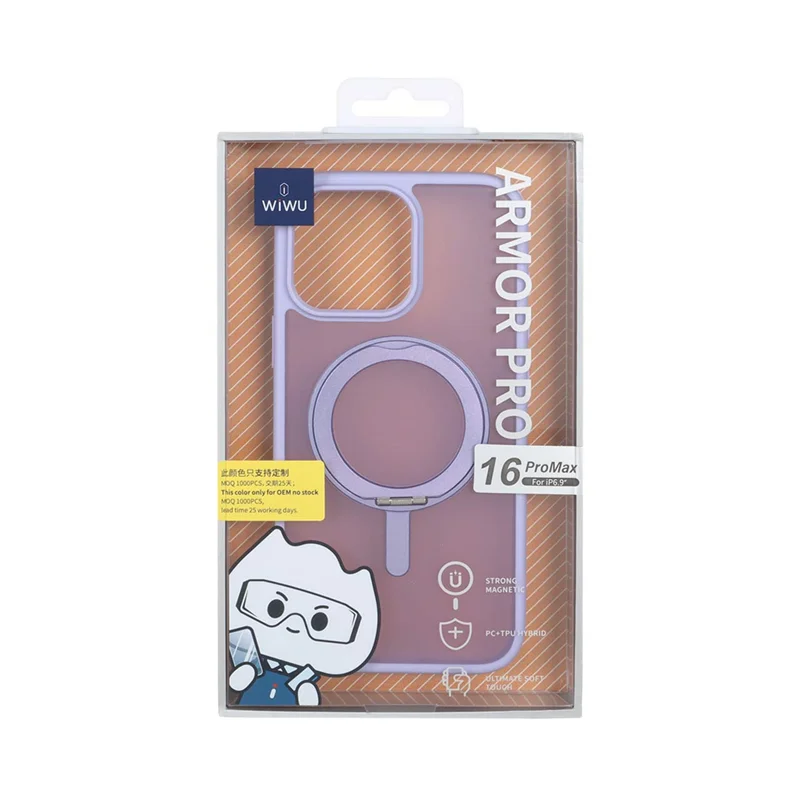 قاب اورجینال Wiwu Armor Pro مات MagSafe استندشو Apple iPhone 16 Pro Max - یاسی (پک دار)