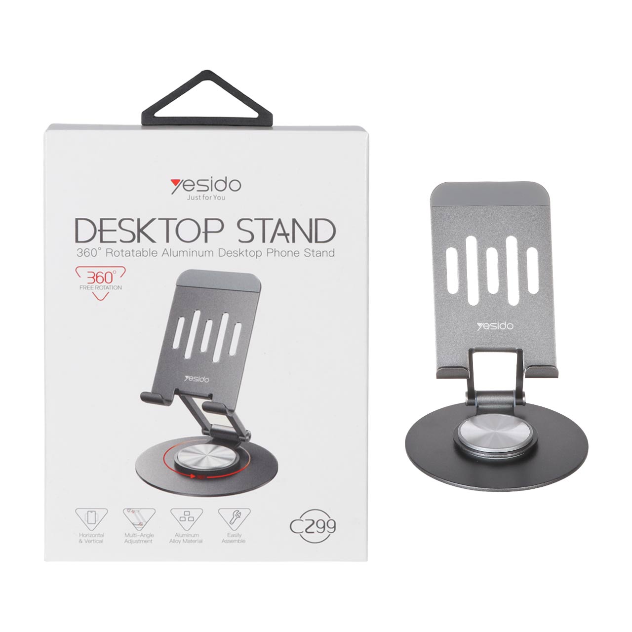 هولدر گوشی موبایل پایه دار Yesido مدل C299 - خاکستری