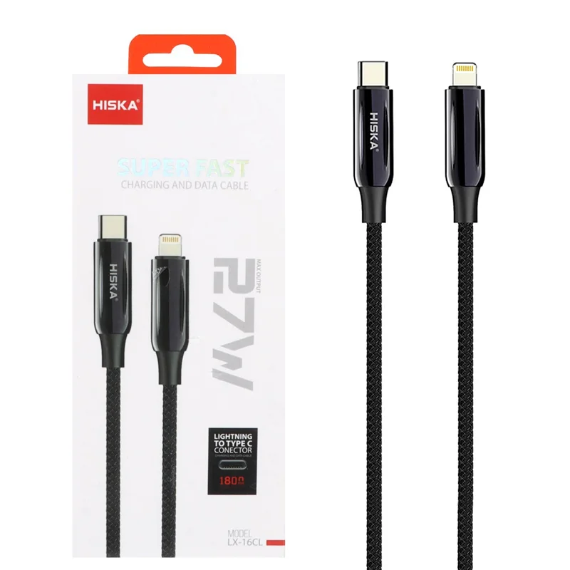 کابل شارژ 1.8 متری فست Hiska Type-C to Lightning مدل LX-16CL - مشکی