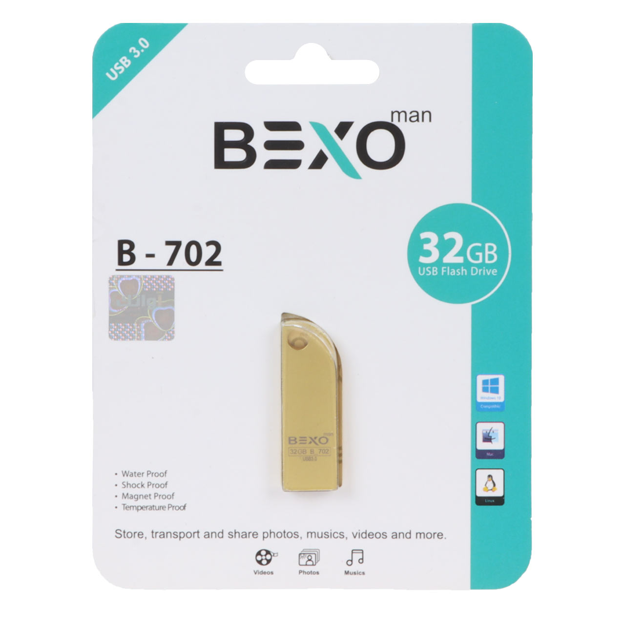 BEXO B-702 USB3.0 Flash Memory - 32GB (گارانتی داده پردازی آواتک) طلایی