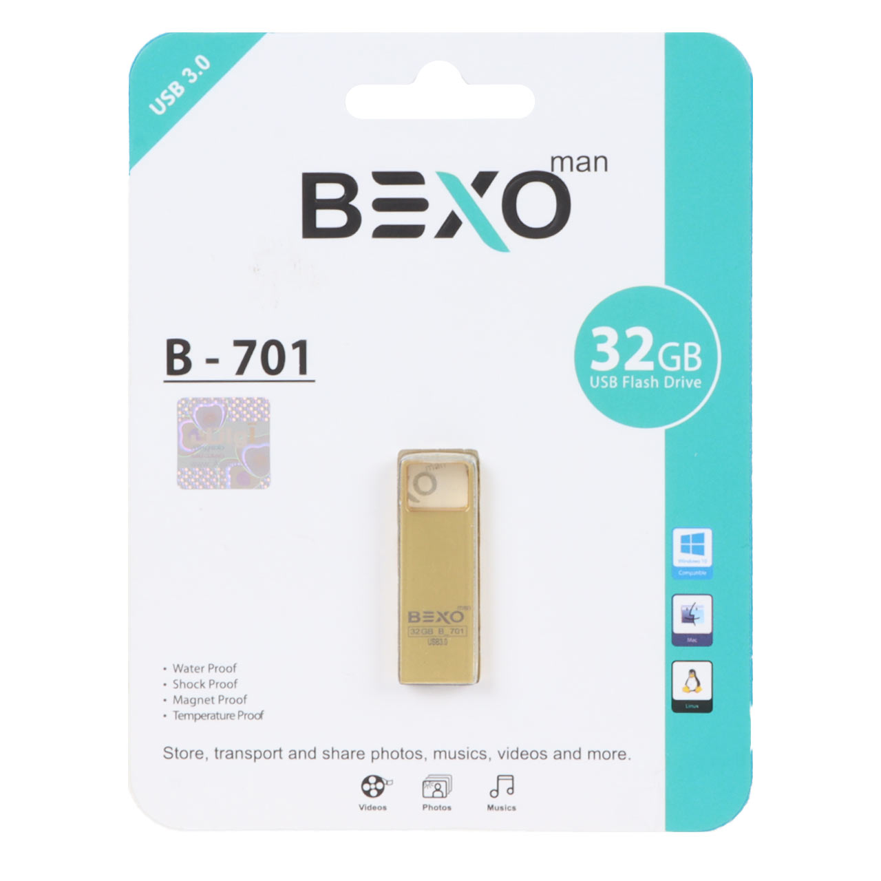 BEXO B-701 USB3.0 Flash Memory - 32GB (گارانتی داده پردازی آواتک) طلایی