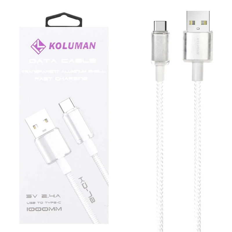 کابل شارژ فست Koluman Type-C مدل KD-78 - سفید (گارانتی یکساله PMC)