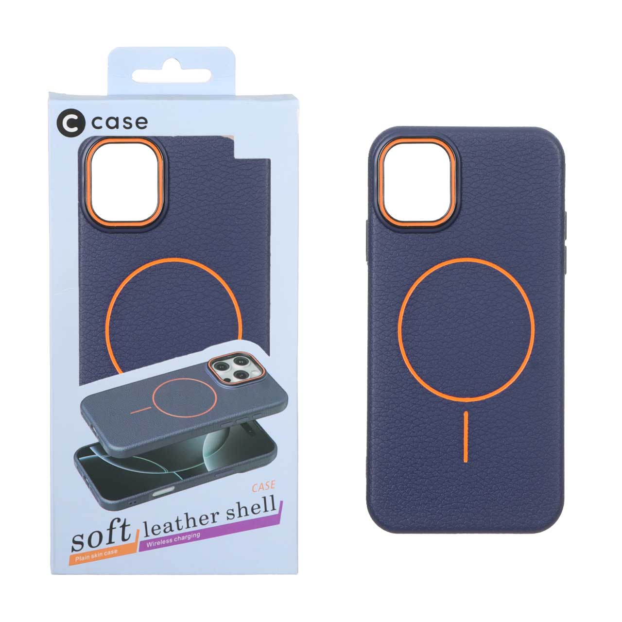 قاب اورجینال C Case طرح چرم MagSafe مدل Apple iPhone 11 - سرمه ای (پک دار)