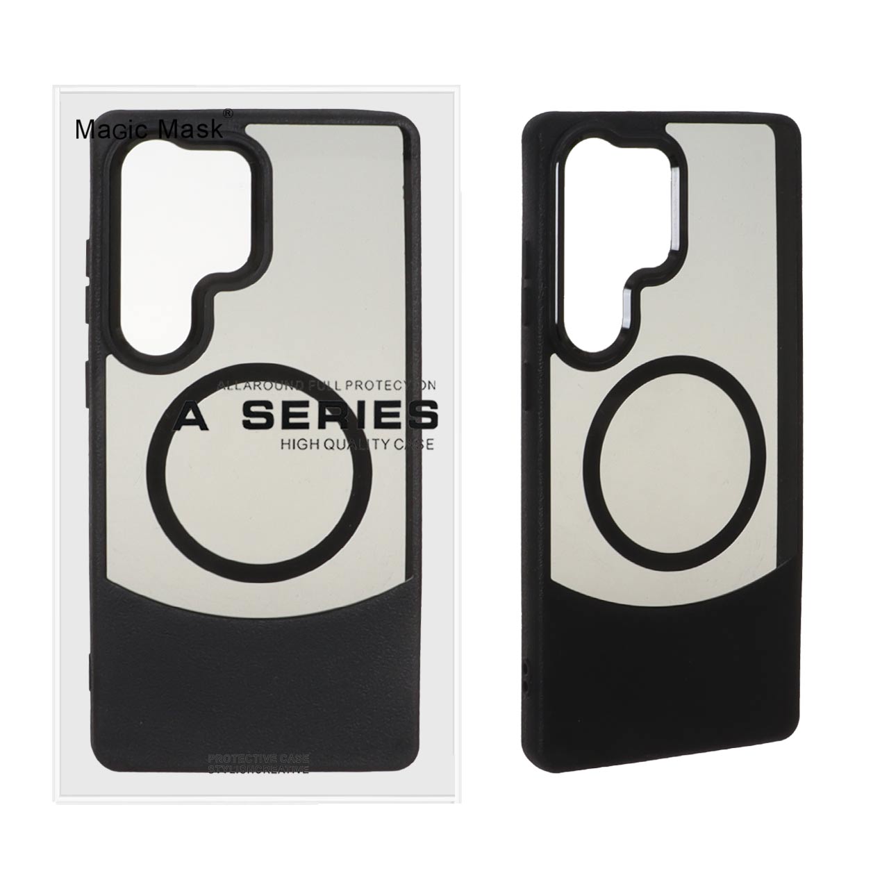 قاب Texture Magic Mask دودی دو تکه Magsafe لنز آلومینیومی Samsung Galaxy S25 Ultra - مشکی (پک دار) - MPS