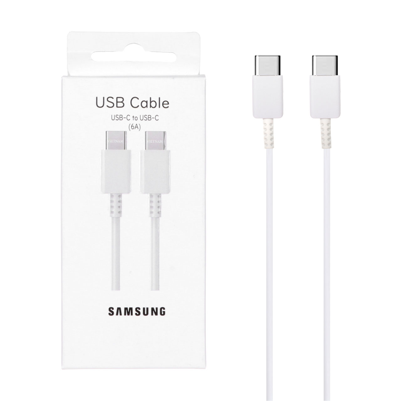 کابل شارژ Samsung Type-C to Type-C مدل S22 6A - سفید (پک دار) - BSA