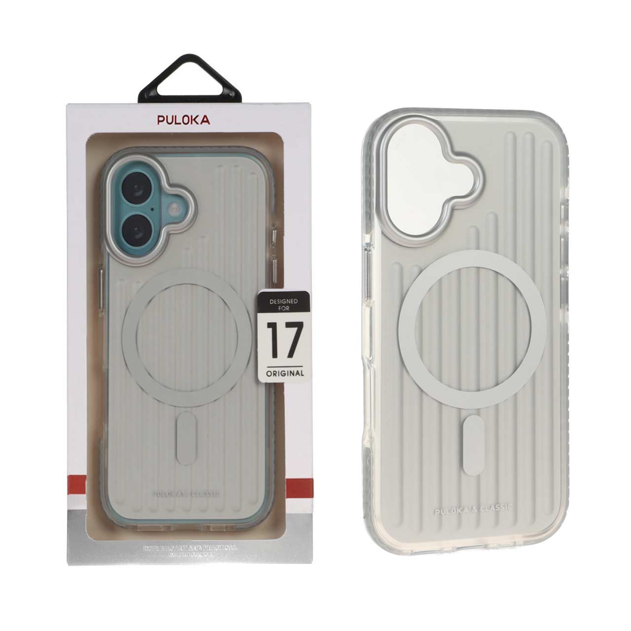 قاب اورجینال Puloka & Classic دکمه فلزی MagSafe مدل Apple iPhone 17 - نقره ای (پک دار)