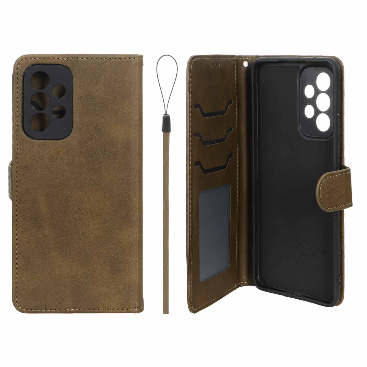 کیف موبایل مگنتی درجه یک داخل خز MNC Plus مدل Samsung Galaxy A53 - سبز زیتونی