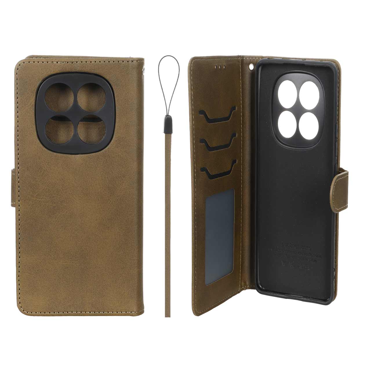 کیف موبایل مگنتی درجه یک داخل خز MNC Plus مدل Xiaomi Redmi Note 14 Pro 4G - سبز زیتونی