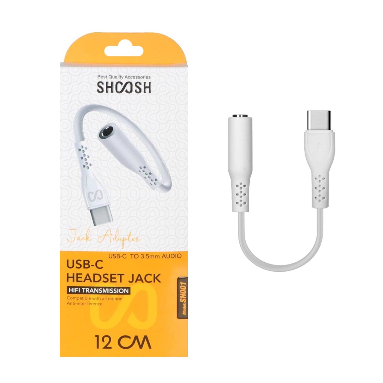 تبدیل Type-C به جک 3.5 میلیمتری Shoosh مدل SH001 - سفید - SMO