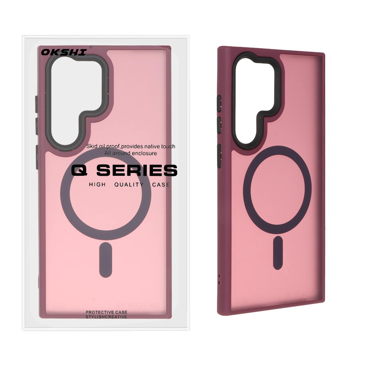 قاب اورجینال Magic Mask مات Magsafe بلک لنز Samsung Galaxy S24 Ultra - زرشکی (پک دار)