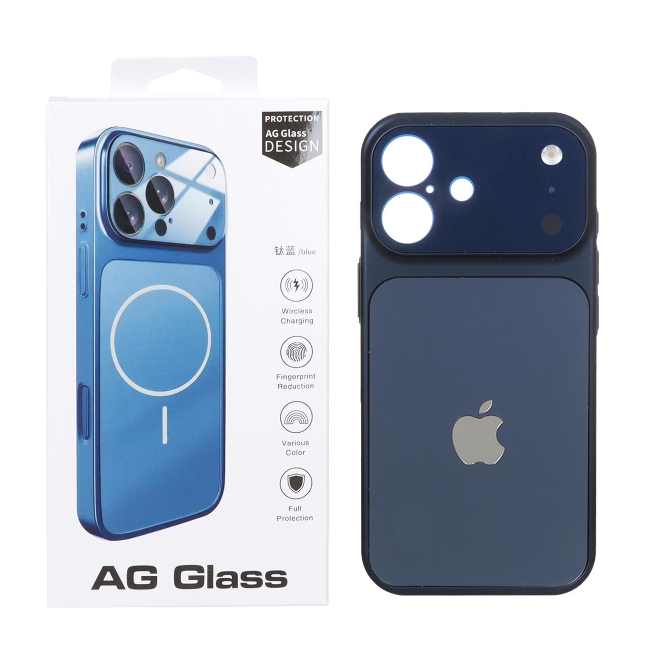 قاب اورجینال AG Glass محافظ لنز برجسته شیشه ای Apple iPhone 17 - سرمه ای (پک دار)