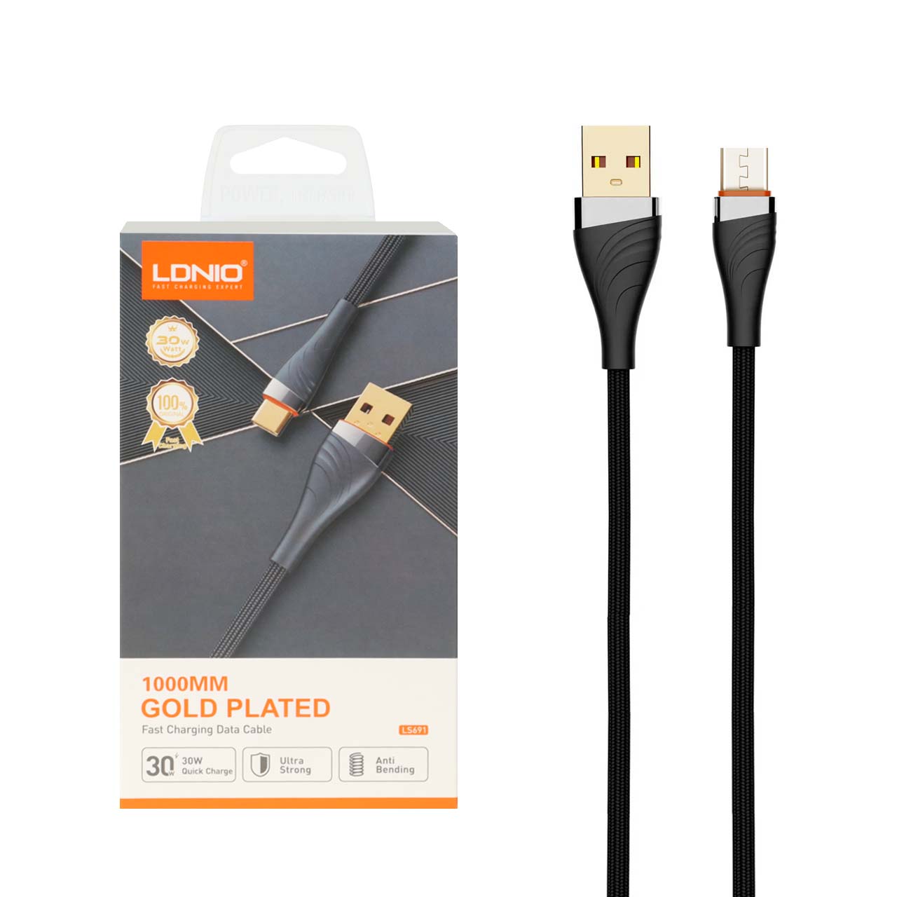 کابل شارژ فست اندروید LDNIO مدل LS691 - خاکستری (اصلی)