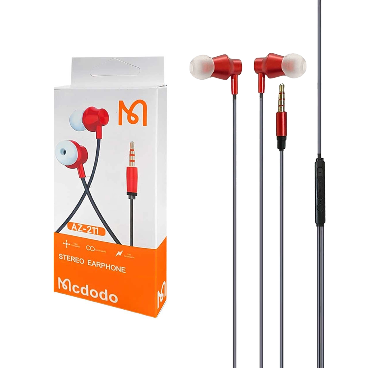 هندزفری با سیم Mcdodo مدل AZ-211 - قرمز - RYL