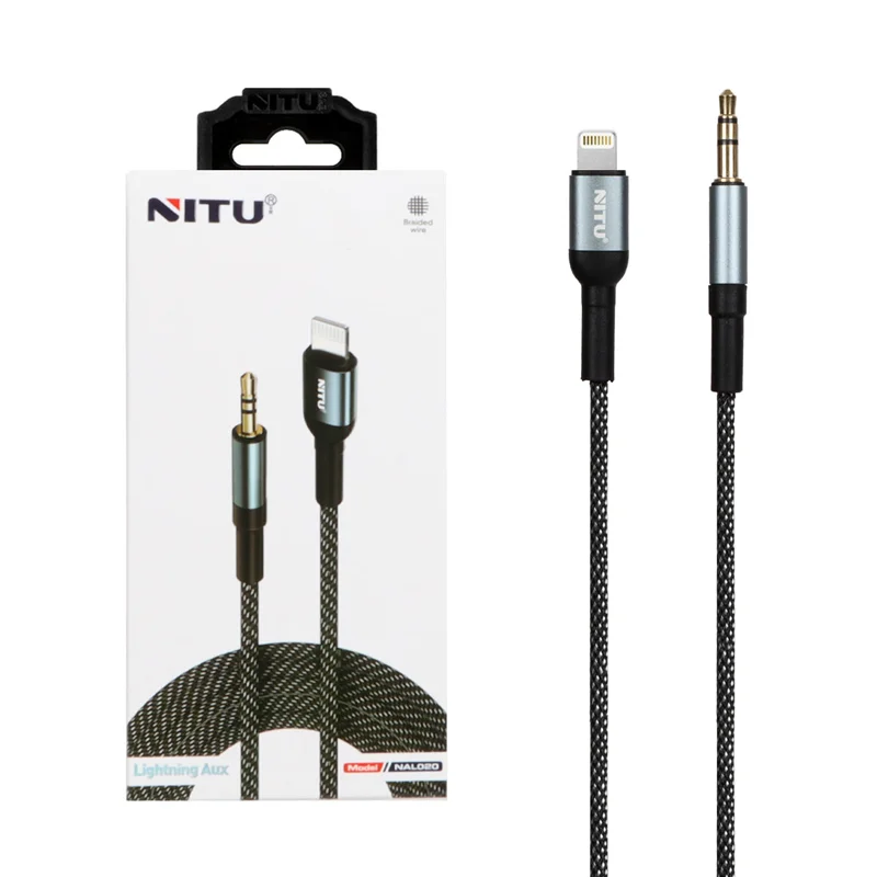 تبدیل NITU AUX TO Lightning مدل NAL020 - مشکی خاکستری