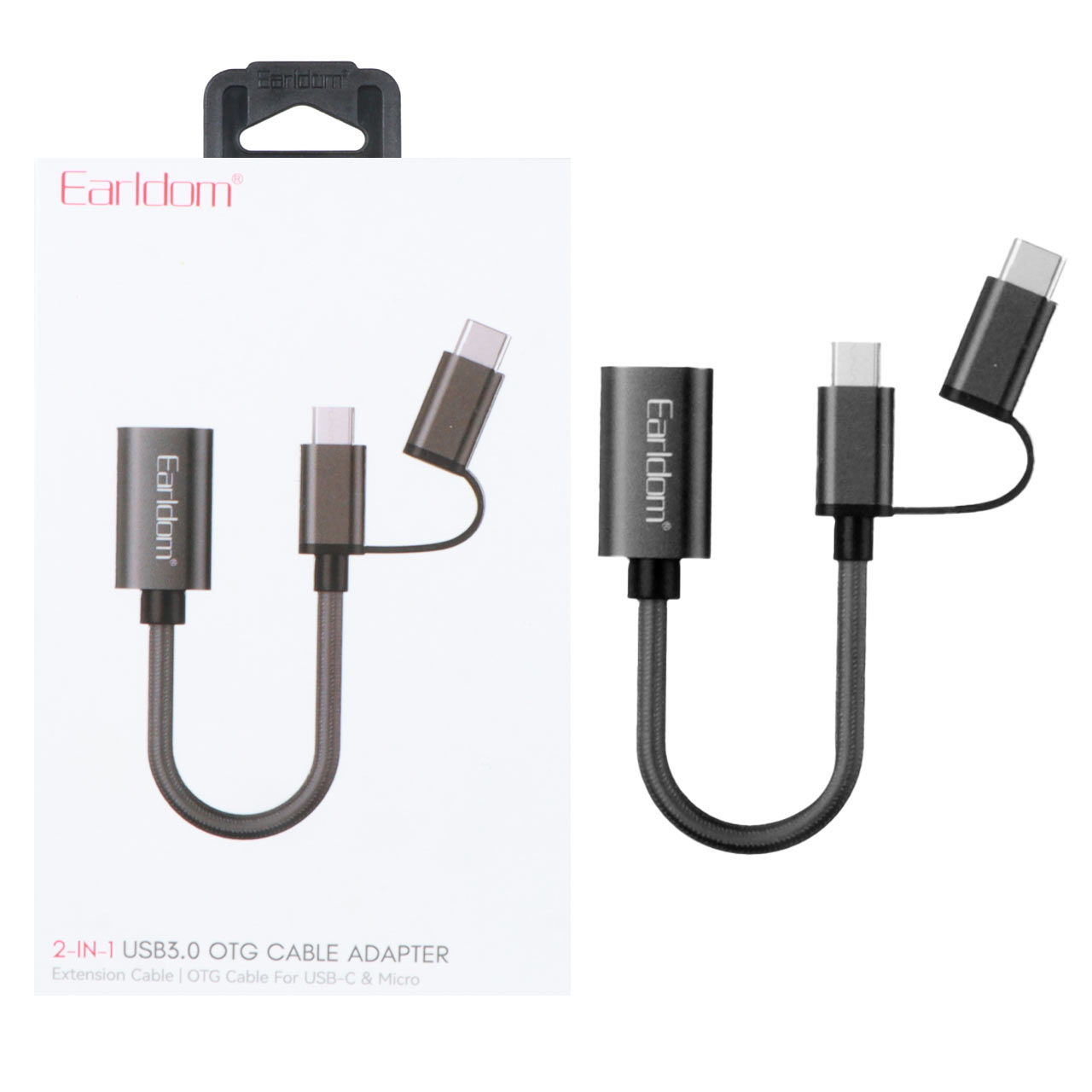تبدیل Earldom OTG Type-C & MicroUSB To USB3.0 مدل OT84 - مشکی