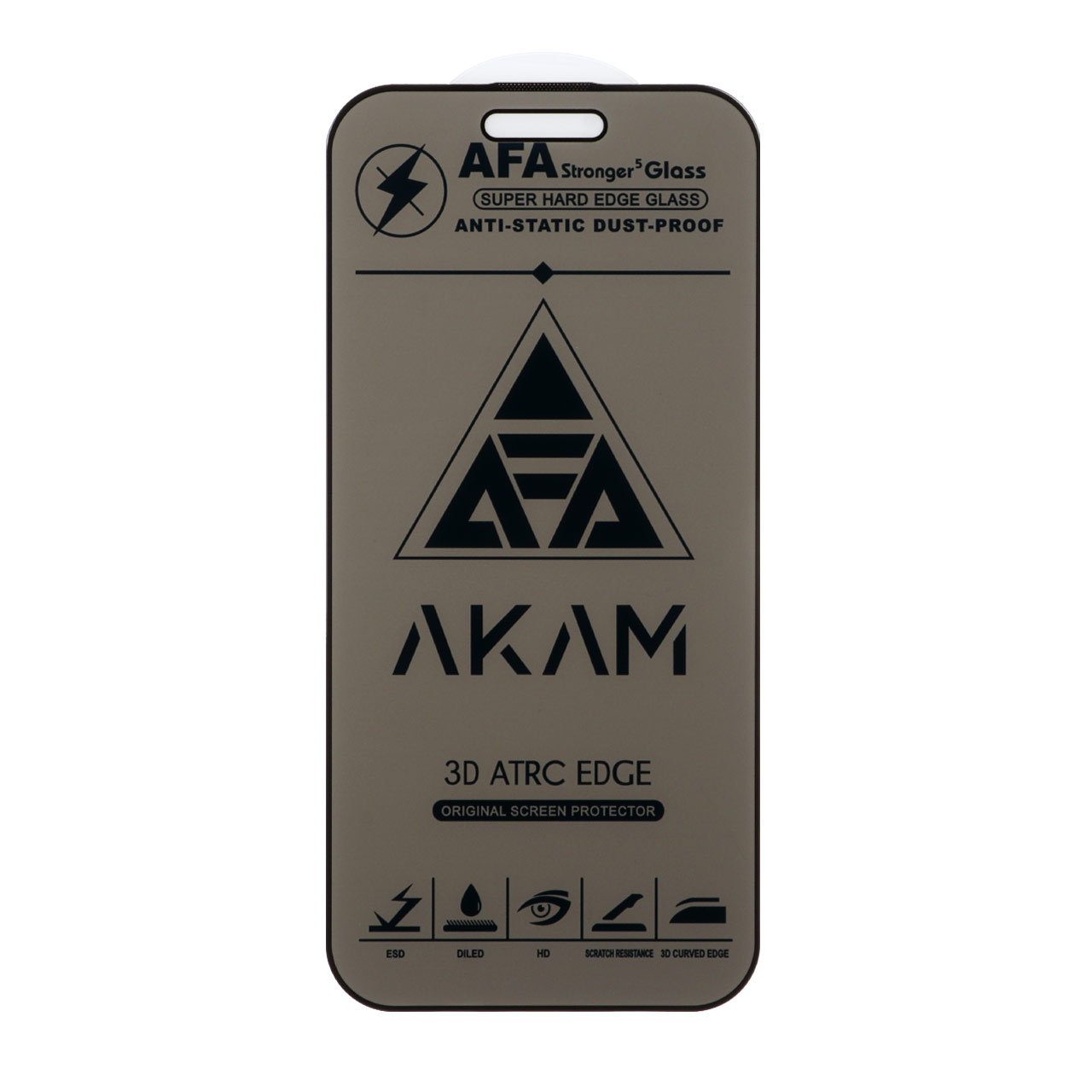 محافظ صفحه نمایش شیشه ای اورجینال Full Cover Privacy AKAM - ESD مدل Apple iPhone 16 / iPhone 15 / iPhone 14 Pro (بدون پک)