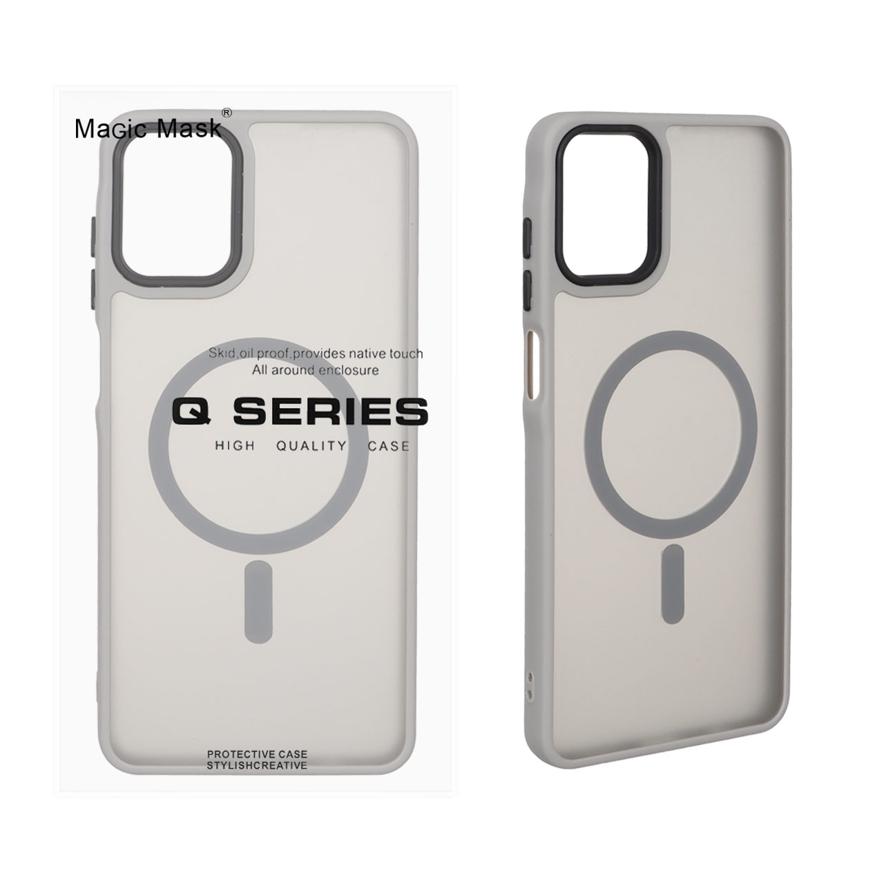 قاب اورجینال Magic Mask مات Magsafe بلک لنز Samsung Galaxy A07 - خاکستری (پک دار)