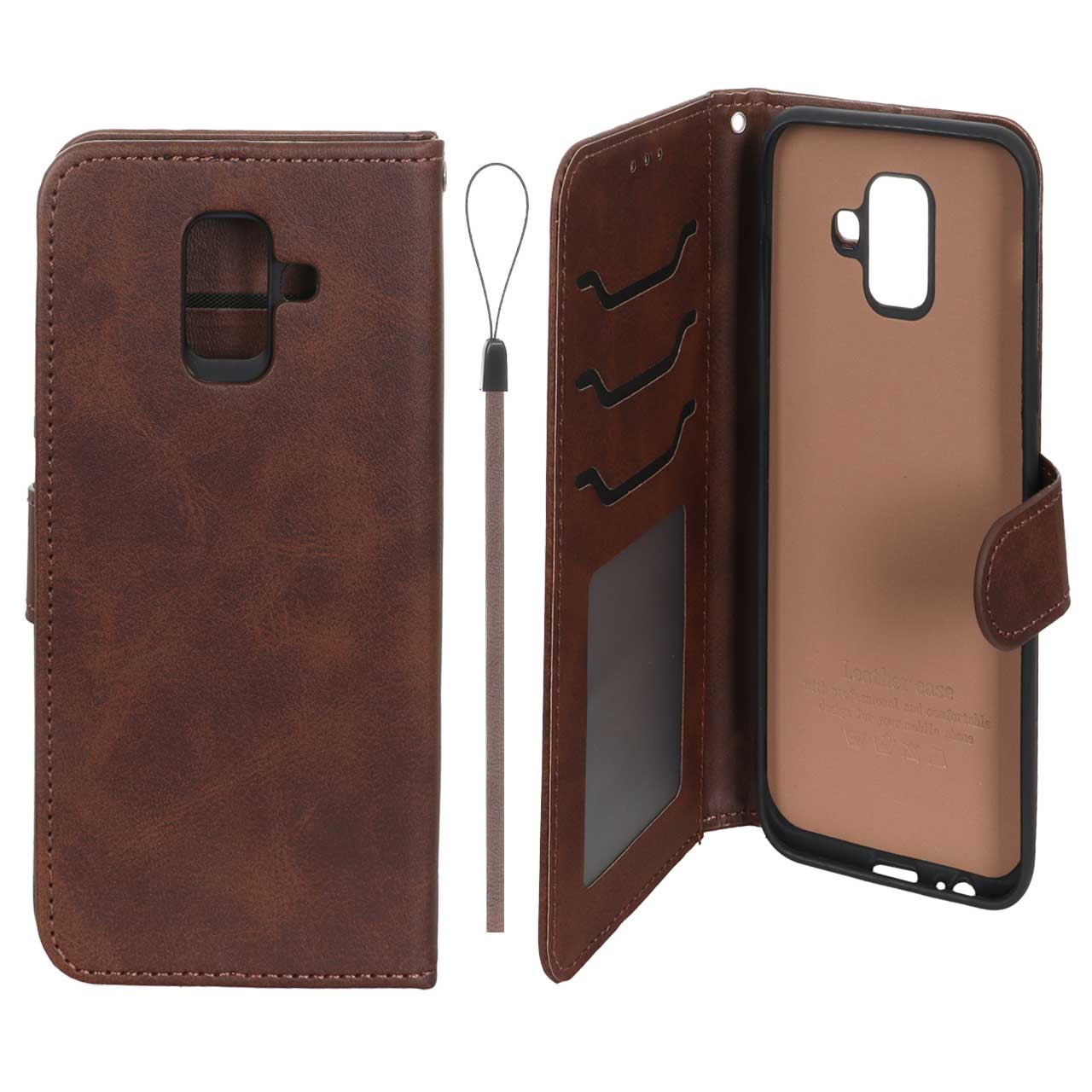 کیف موبایل مگنتی درجه یک داخل خز MNC Plus مدل Samsung Galaxy A6 - قهوه ای