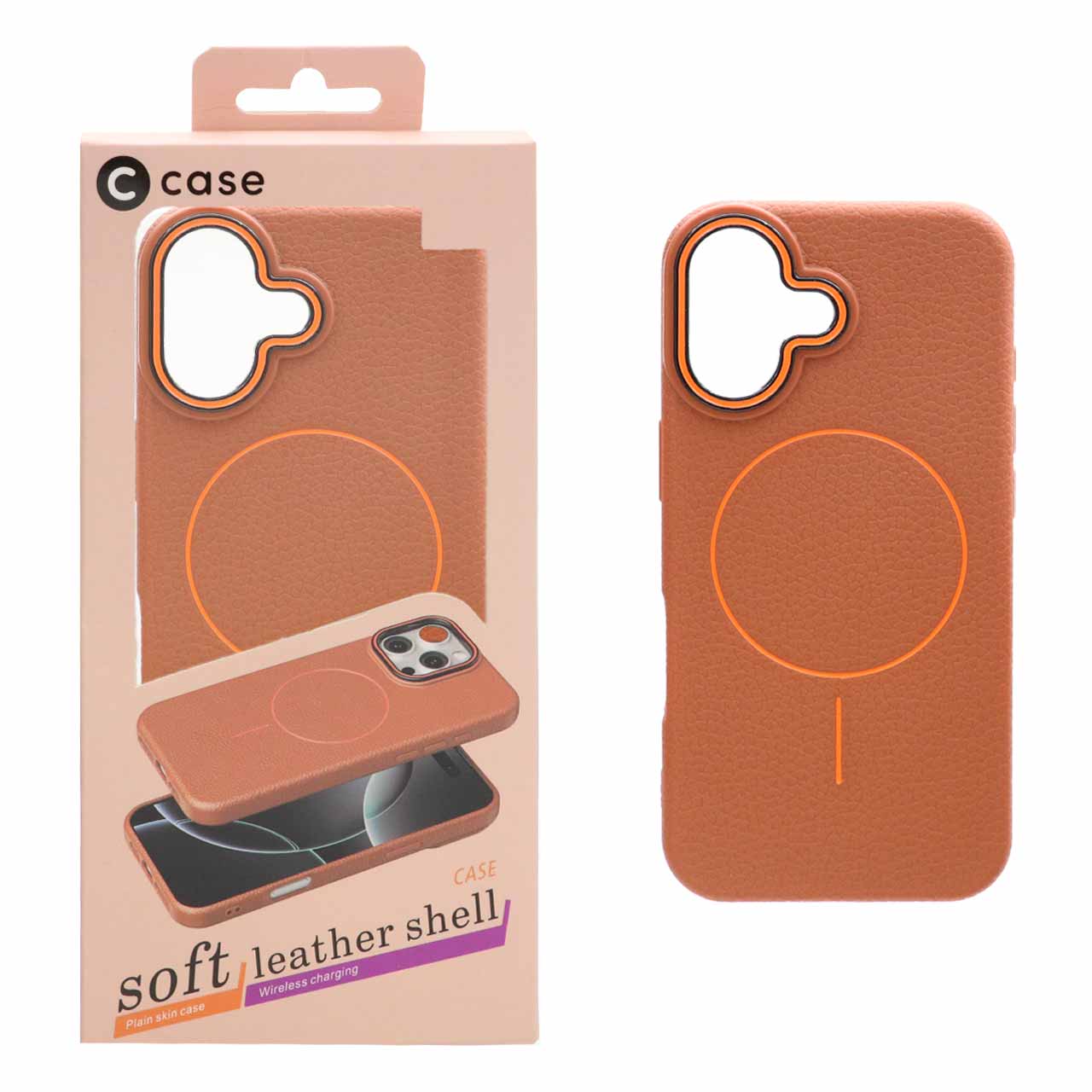 قاب اورجینال C Case طرح چرم MagSafe مدل Apple iPhone 17 - قهوه ای (پک دار)