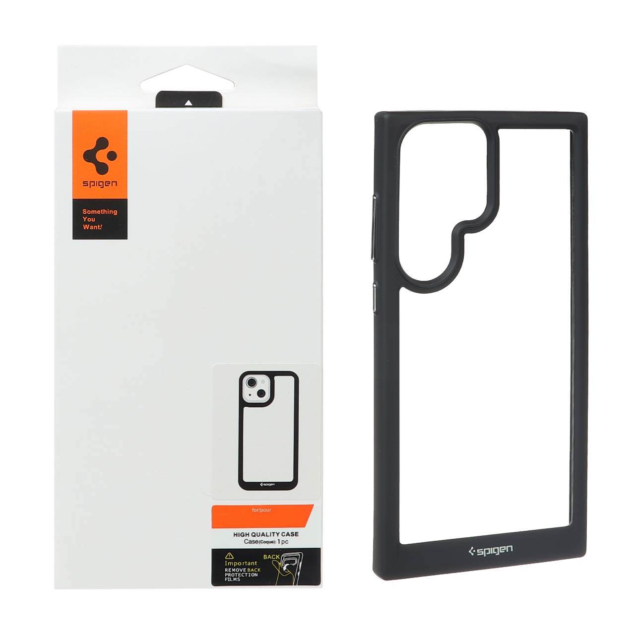 قاب اورجینال Spigen مدل Samsung Galaxy S23 Ultra - شفاف مشکی