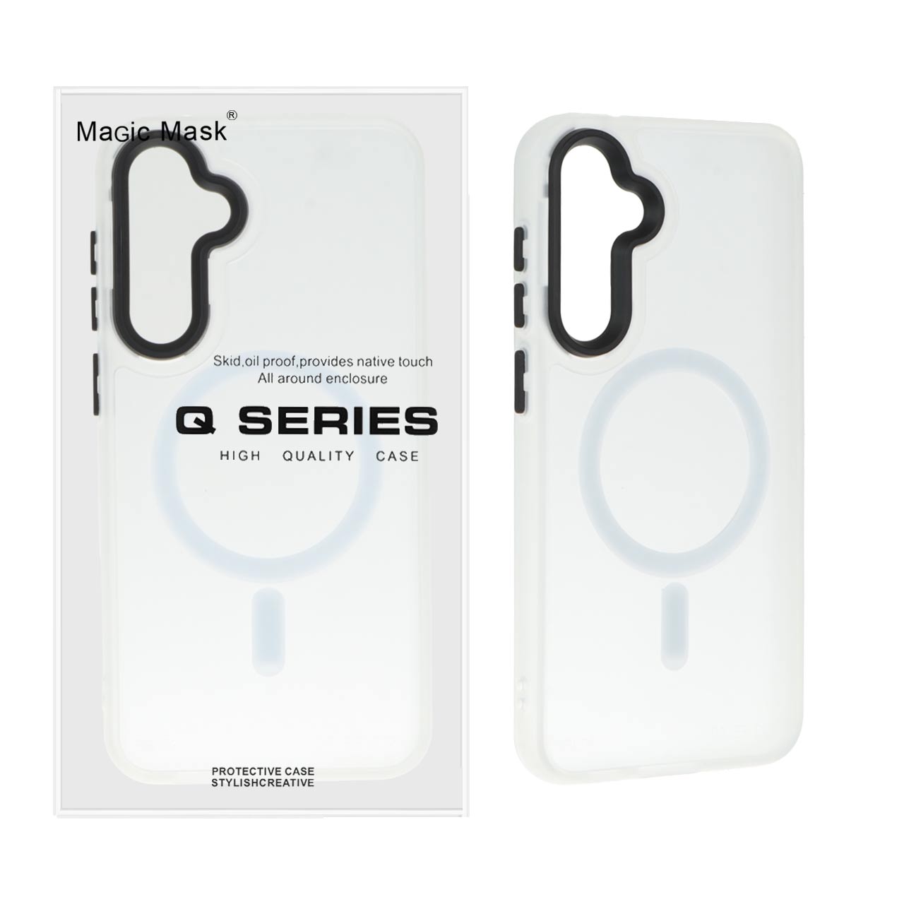 قاب اورجینال Magic Mask مات Magsafe بلک لنز  Samsung Galaxy S23 FE - سفید (پک دار)