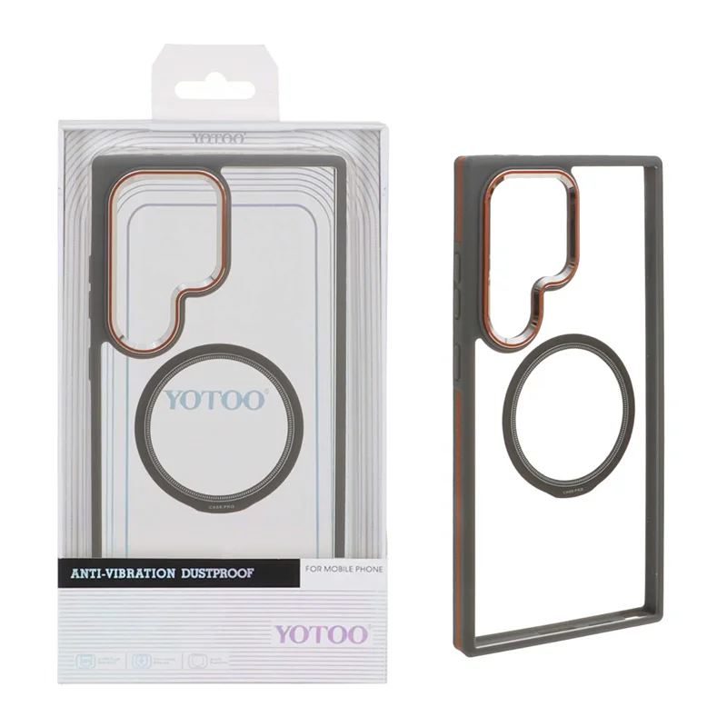 قاب اورجینال Yotoo شفاف MagSafe لنز فلزی Samsung Galaxy S24 Ultra - خاکستری (پک دار) - NTC