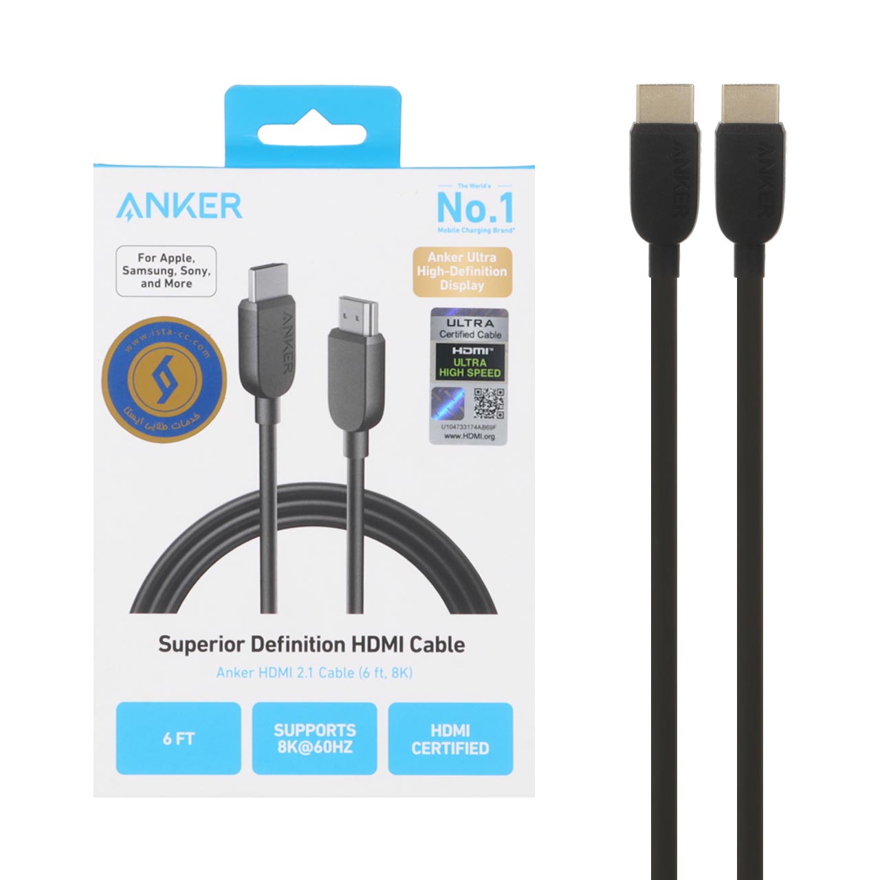 کابل 1.8 متری Anker Hdmi مدل A8742H11 - مشکی (گارانتی 18ماهه حافظه طلایی ایستا)