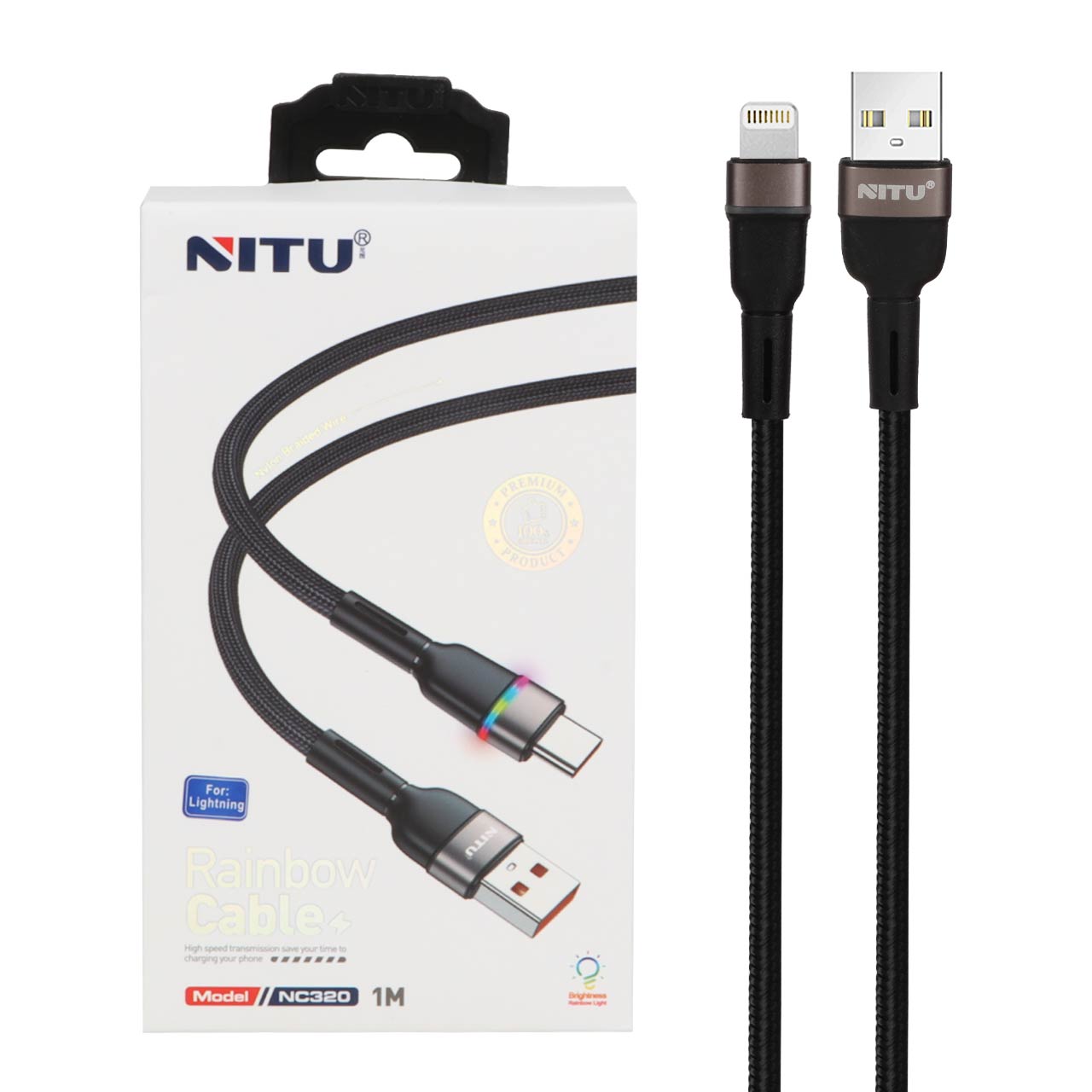 کابل شارژ آیفون NITU مدل NC320 - مشکی (گارانتی 18 ماه تعویض نیکان همراه)