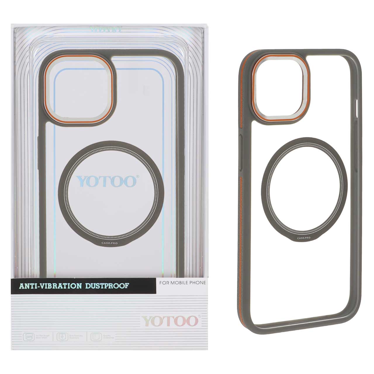 قاب اورجینال Yotoo شفاف MagSafe لنز فلزی Apple iPhone 13 / iPhone 14 - خاکستری (پک دار) - NTC