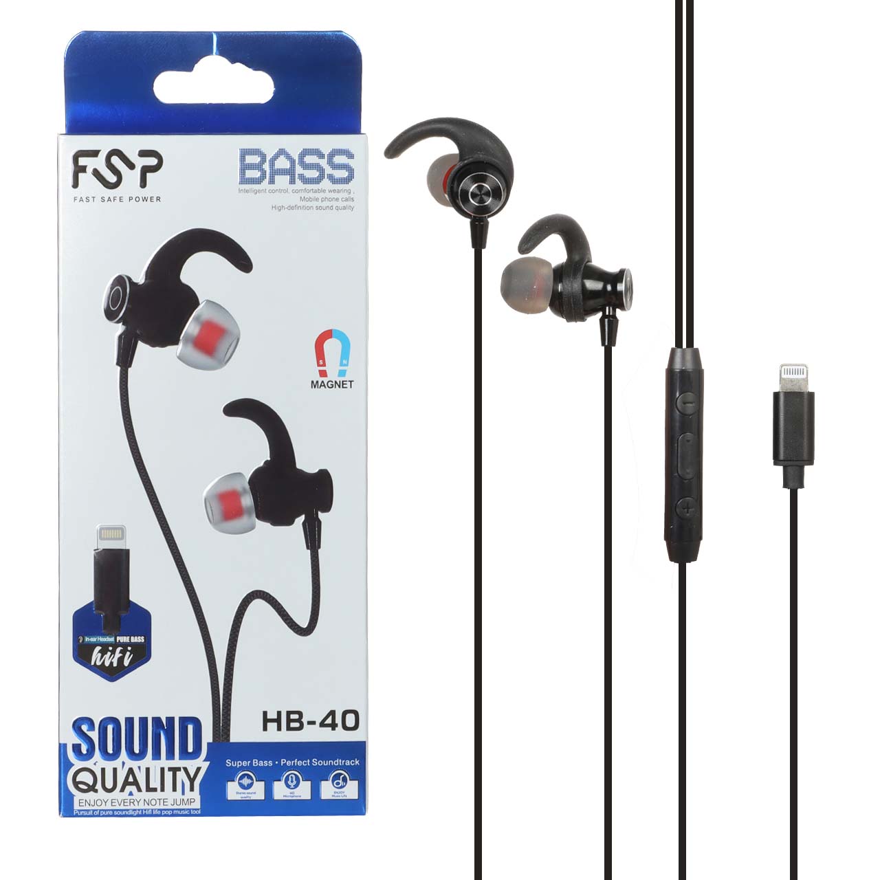 هندزفری با سیم با پورت آیفون FSP مدل HB-40 - مشکی BSA