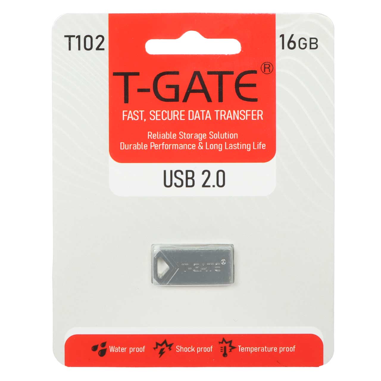 T-GATE T102 USB2.0 Flash Memory - 16GB - نقره ای (گارانتی آسان سرویس)