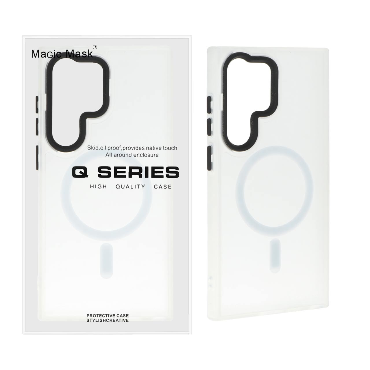 قاب اورجینال Magic Mask مات Magsafe بلک لنز  Samsung Galaxy S24 Ultra - سفید (پک دار)