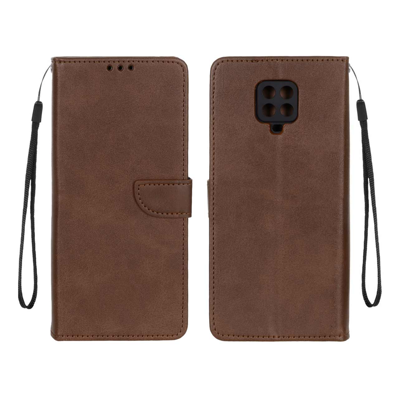 کیف چرمی موبایل مگنتی محافظ لنزدار Xiaomi Redmi Note 9S / Redmi Note 9 Pro / Redmi Note 9 Pro Max - قهوه ای