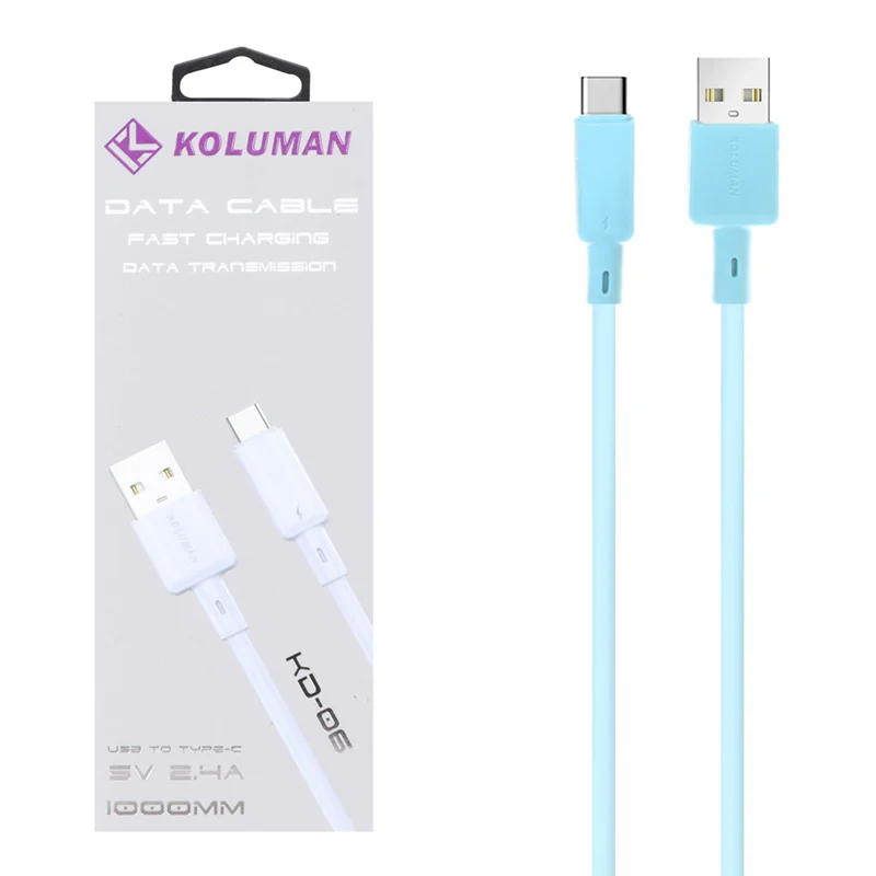 کابل شارژ فست Koluman Type-C مدل KD-06 - آبی (گارانتی یکساله PMC)