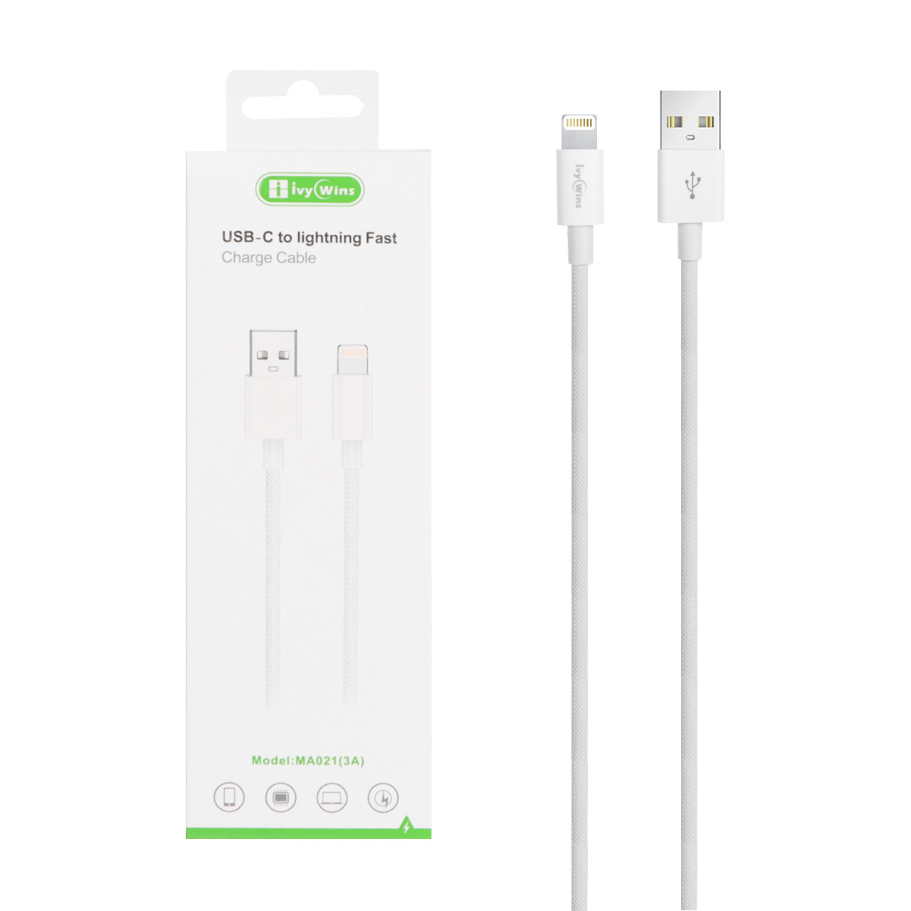 کابل شارژ فست آیفون ivy Wins مدل MA021 - سفید