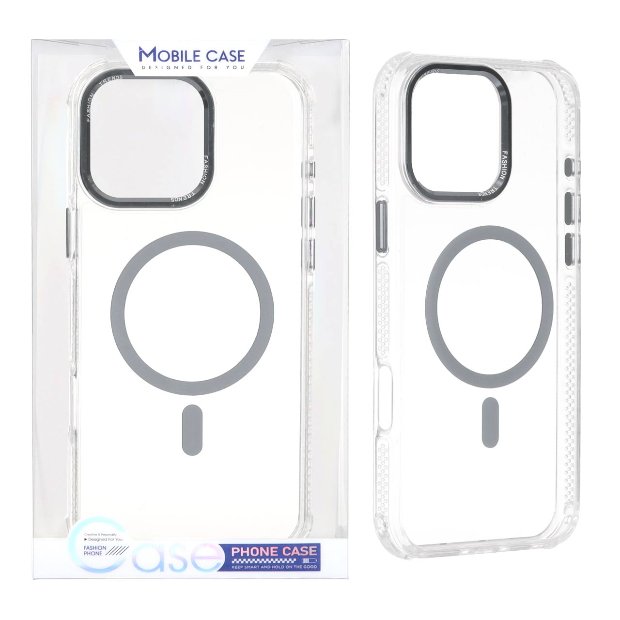 قاب اورجینال Fashion Trends شفاف پشت سخت MagSafe مدل Apple iPhone 16 Pro Max - خاکستری (پک دار)