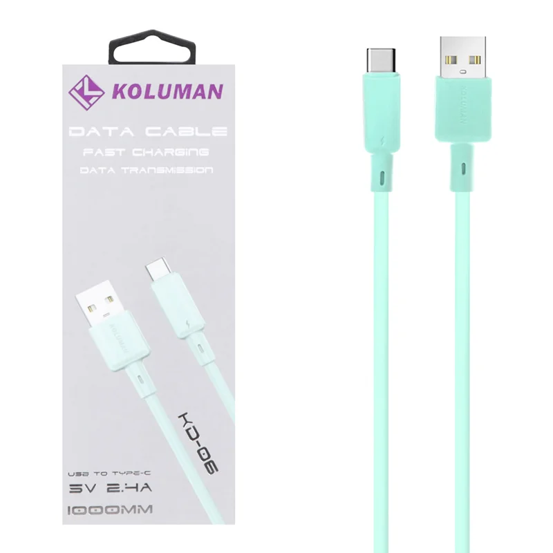 کابل شارژ فست Koluman Type-C مدل KD-06 - سبز (گارانتی یکساله PMC)
