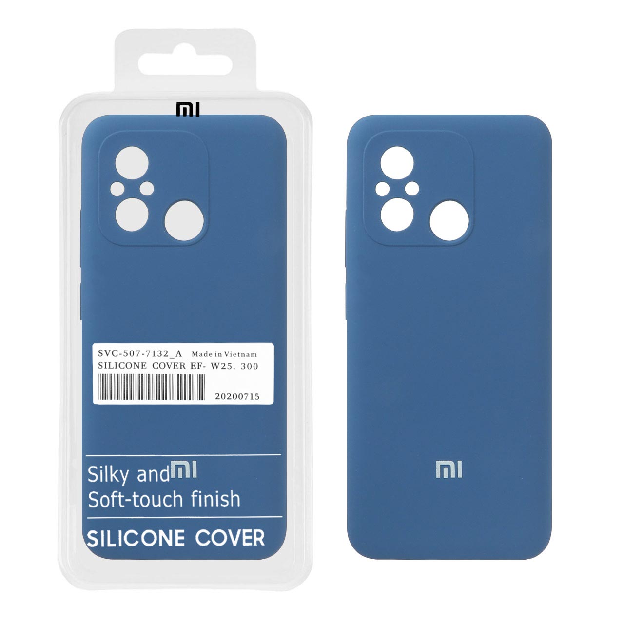 قاب سیلیکونی پاک کنی اورجینال درجه یک Xiaomi Redmi 12C / Redmi 11A / Poco C55 - آبی تیره (پک دار)