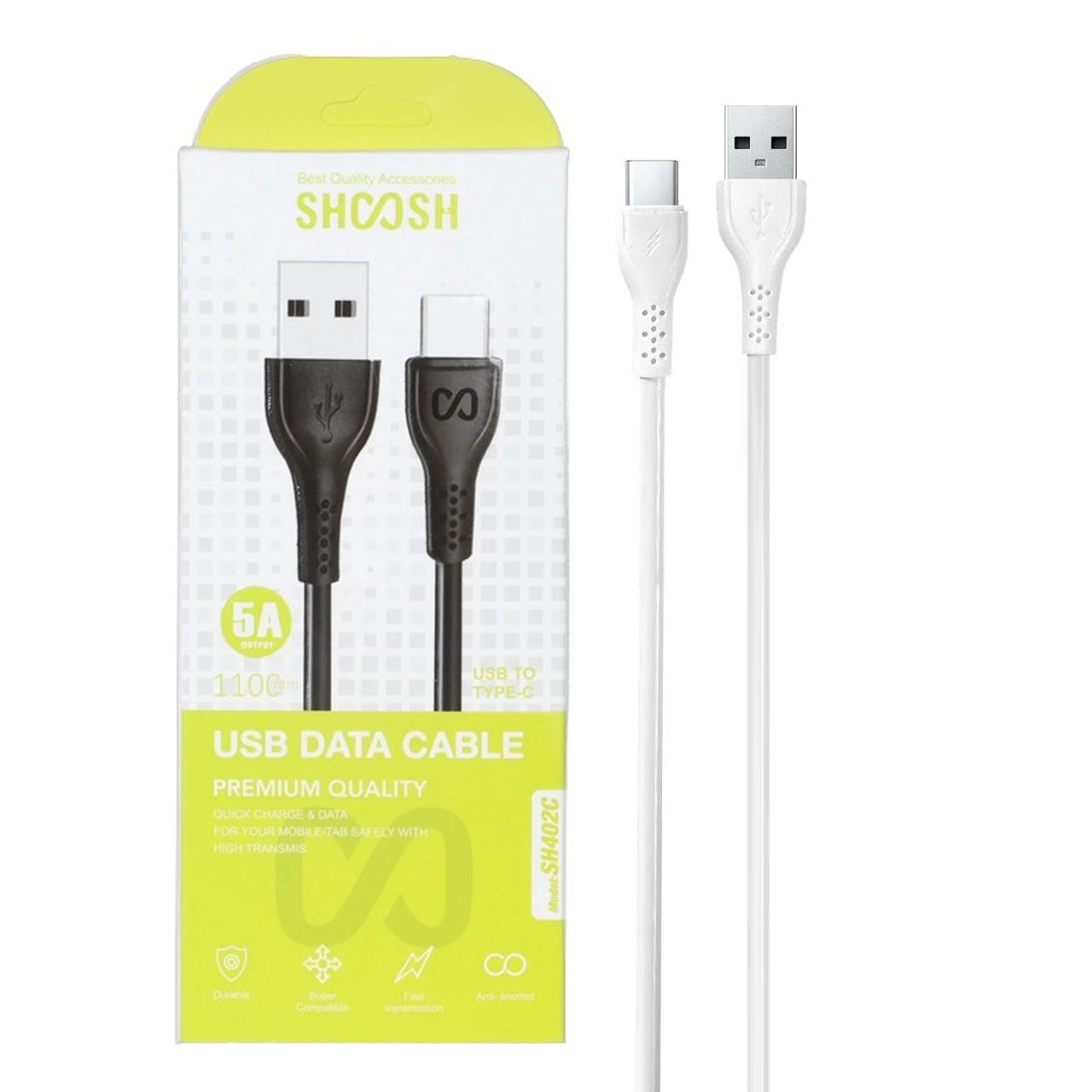 کابل شارژ 1.1 متری فست Shoosh Type-C مدل SH402C - سفید - SMO