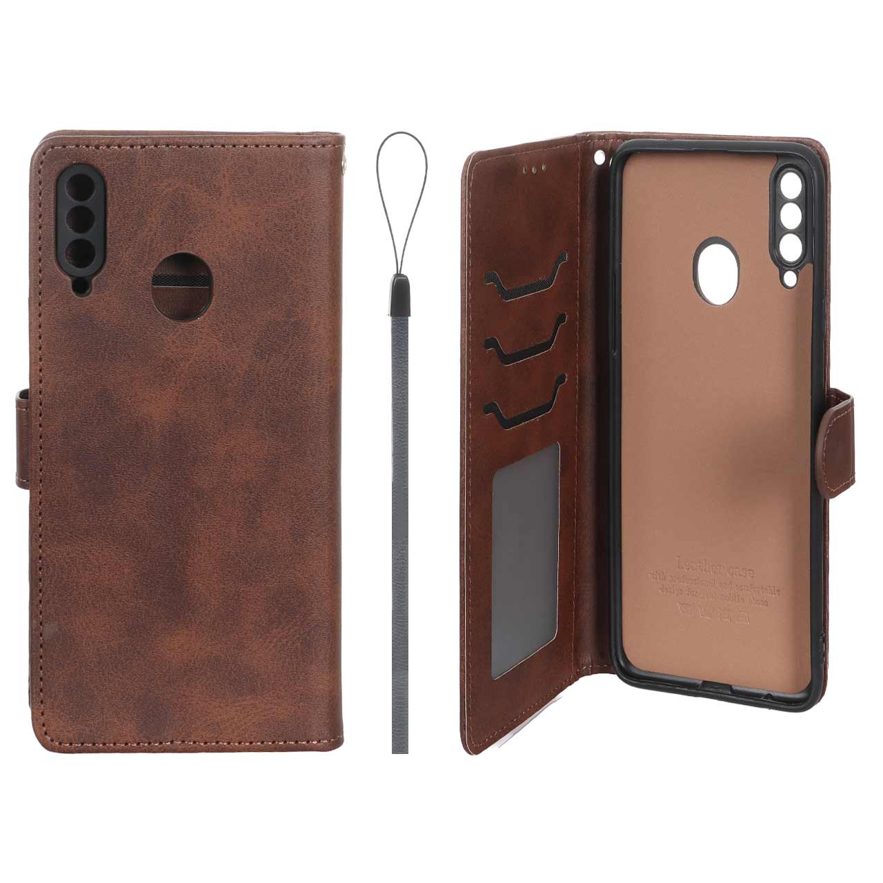 کیف موبایل مگنتی درجه یک داخل خز MNC Plus مدل Samsung Galaxy A20s - قهوه ای