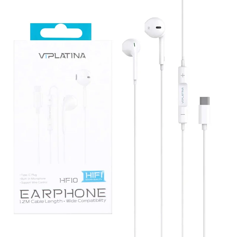هندزفری باسیم VIPLATINA Type-C مدل HF10 - سفید