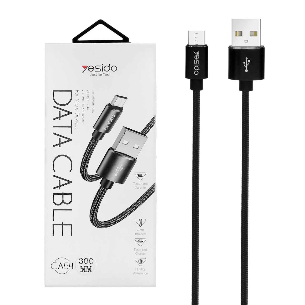 کابل شارژ پاوربانک فست اندروید yesido-CA54-مشکی (گارانتی 18 ماه تعویض نیکان همراه)