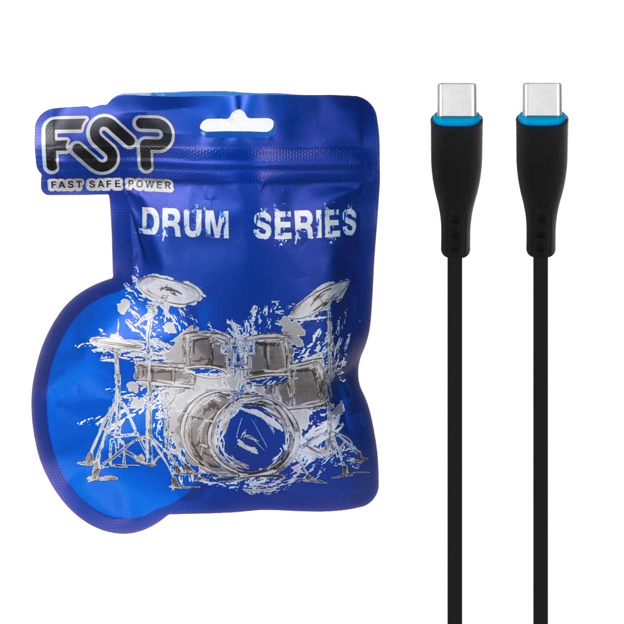 کابل شارژ فست FSP Type-C To Type-C - مشکی - BSA