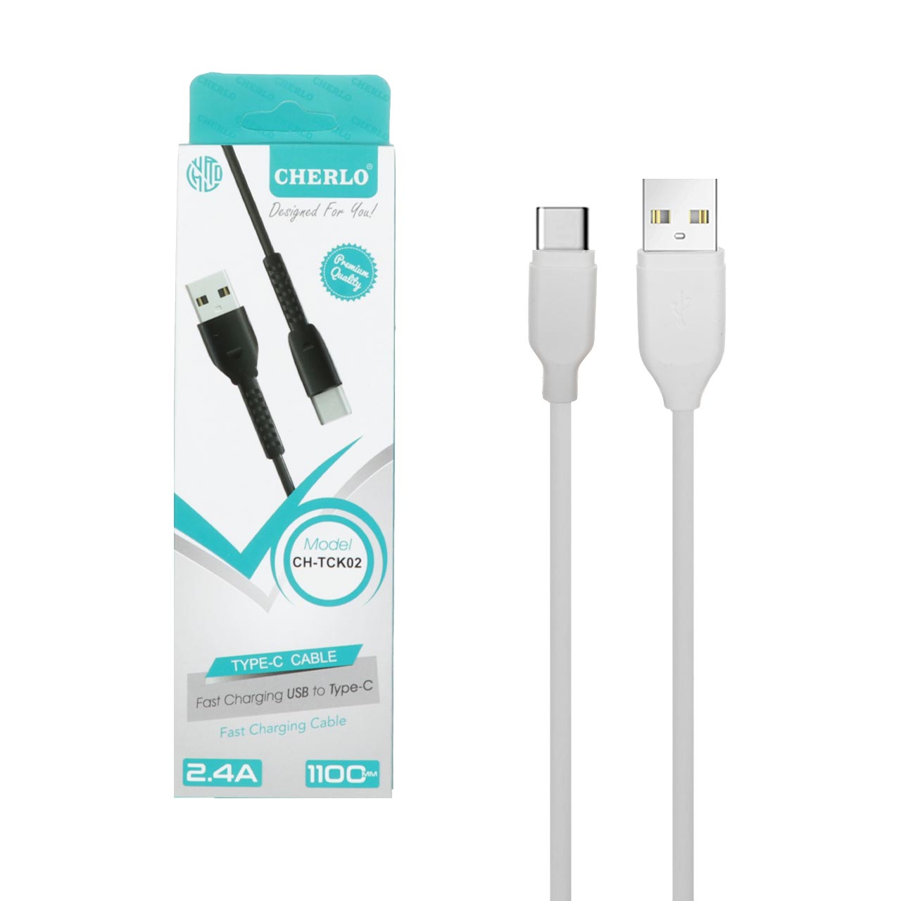 کابل شارژ 1.1 متری فست CHERLO Type-C مدل CH-TCK02 - سفید - SMO