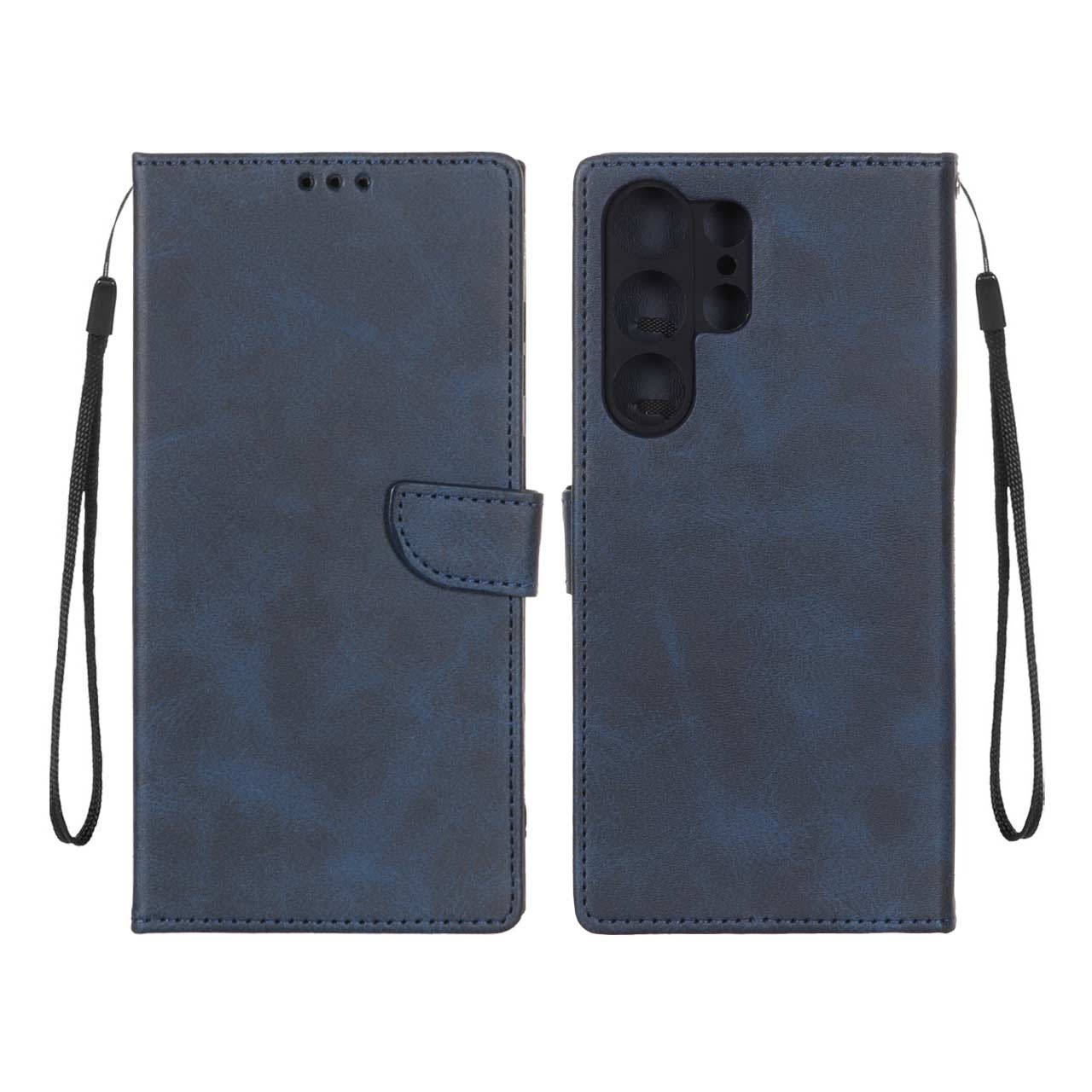 کیف چرمی موبایل مگنتی محافظ لنزدار Samsung Galaxy S23 Ultra - سرمه ای