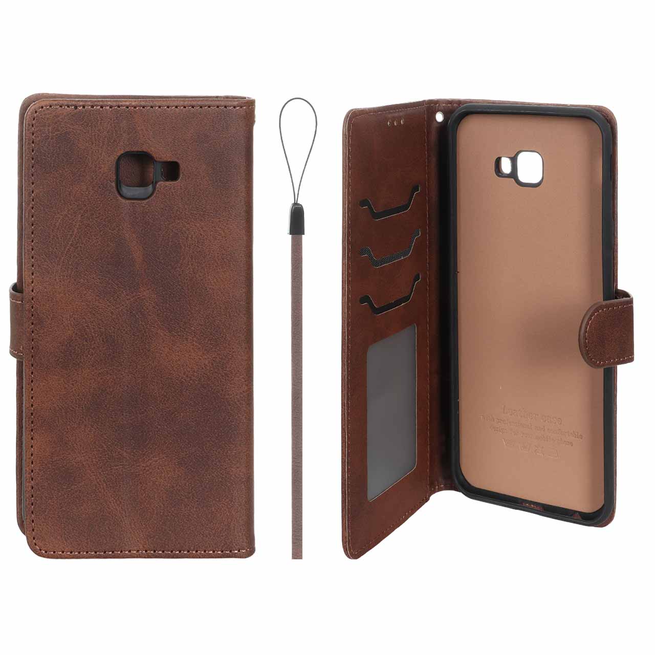 کیف موبایل مگنتی درجه یک داخل خز MNC Plus مدل Samsung Galaxy J4 Plus / J4 Prime / J4 Core / J410 - قهوه ای