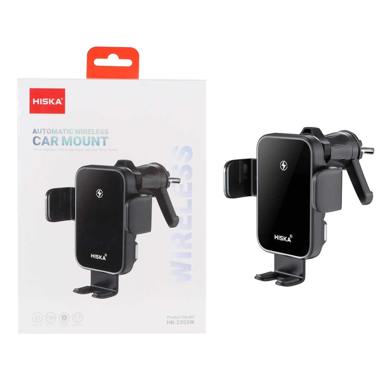 شارژر وایرلس و هولدر گوشی موبایل دریچه کولری Hiska مدل HK-2355W - مشکی