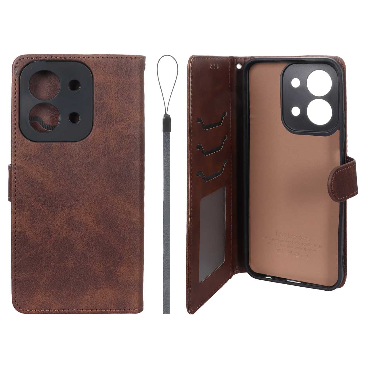 کیف موبایل مگنتی درجه یک داخل خز MNC Plus مدل Xiaomi Redmi 15C / Poco C85 - قهوه ای