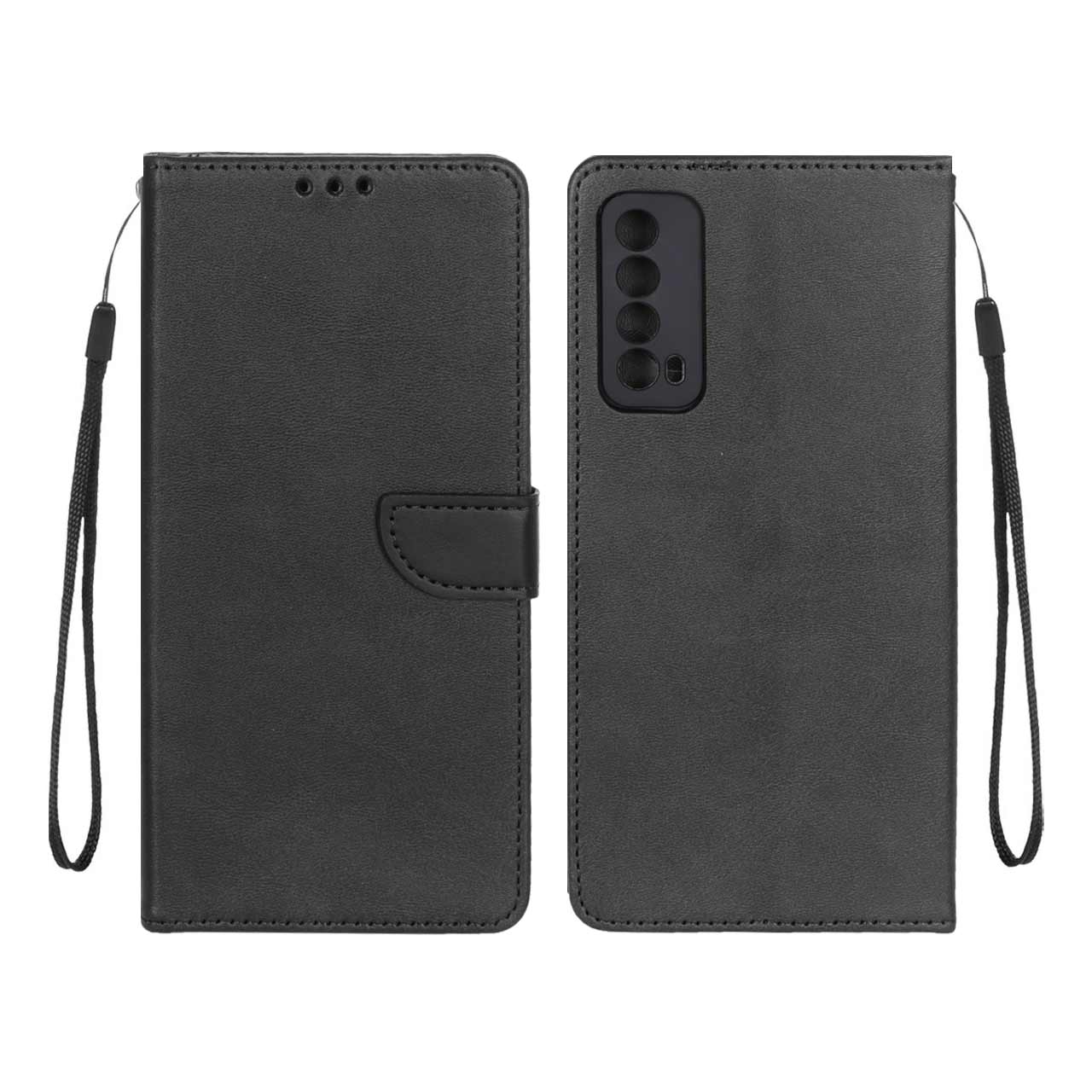 کیف چرمی موبایل مگنتی محافظ لنزدار Huawei Y7a - مشکی